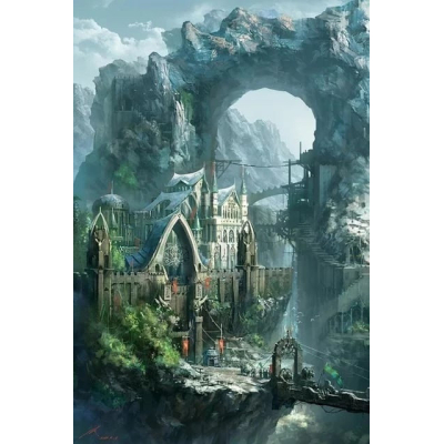 Diamantové malování - Zahadná zamek ve skalách - č. 654...