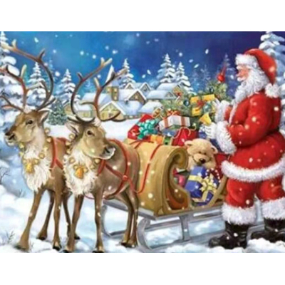 Diamantové malování - Santa se sobama - č. 659 40x50 cm