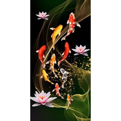 Diamantové malování - Koi kapři a lekníny - č. 661 65x125 cm