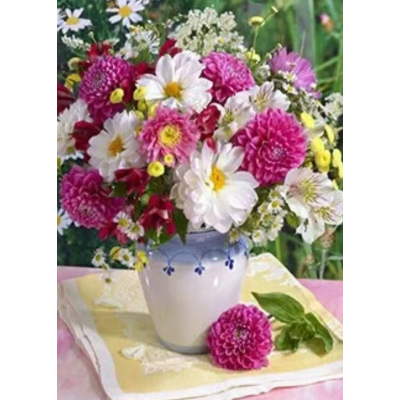 Diamantové malování - Váza s květinami - č. 665 30x40 cm