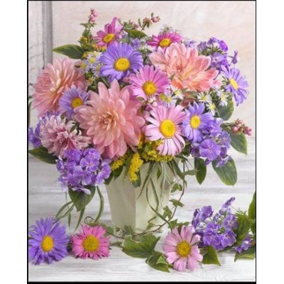 Diamantové malování - Zátiší s květinami - č. 675 65x85 cm