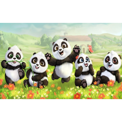 Diamantové malování - Pandy na louce - č. 684 50x80 cm