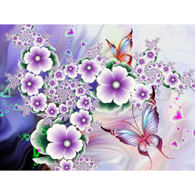 Diamantové malování - Květiny a motýli - č. 686 40x40 cm