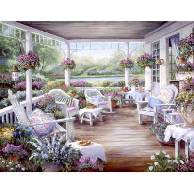 Diamantové malování - Posezení na verandě - č. 722 35x45 cm