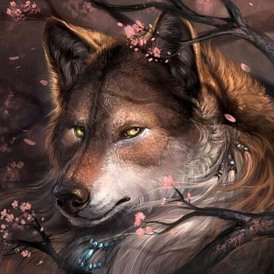 Diamantové malování - Indianský vlk - č. 733 40x40 cm