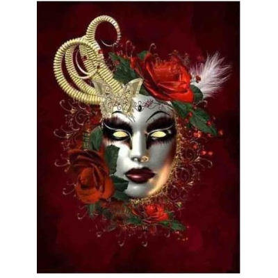 Diamantové malování - Maska v červeném - č. 734 35x45 cm