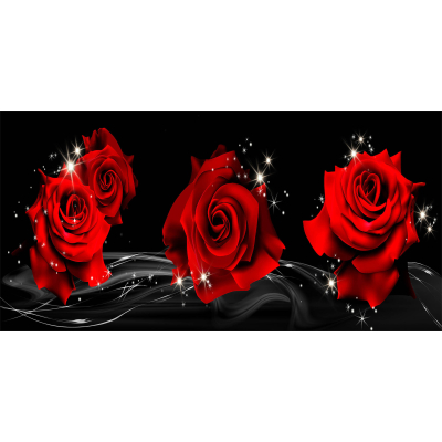 Diamantové malování - Čtyři květy růží - č. 741 120x60 cm