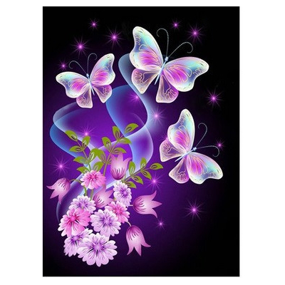 Diamantové malování - Motýlci, květiny a hvězdičky - č....