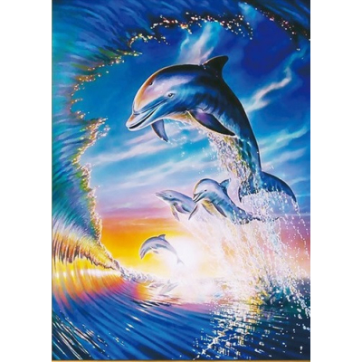 Diamantové malování - Delfíni na vlně - č. 767 30x40 cm