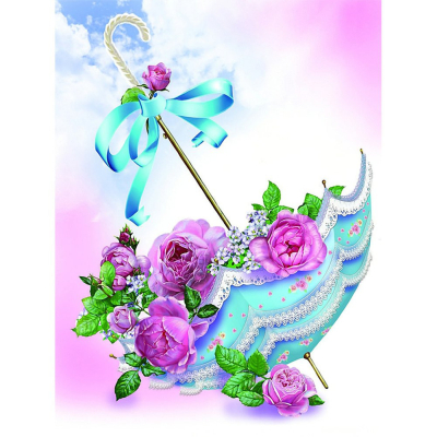 Diamantové malování - Květiny v deštníku - č. 786 35x45 cm