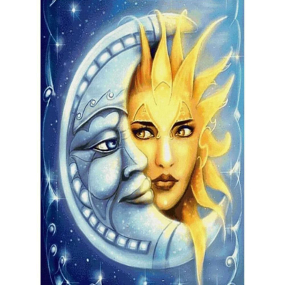 Diamantové malování - Slunce a měsíc - č. 799 35x45 cm