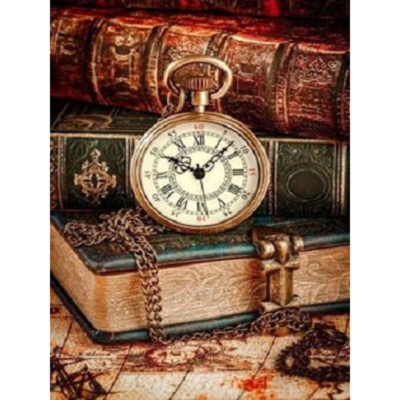 Diamantové malování - Kapesní hodinky a knihy - č. 810...