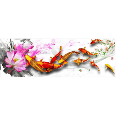 Diamantové malování - Koi kapři a kvítií - č. 812 80x40 cm