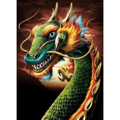 Diamantové malování - Zelený drak - č. 817 40x50 cm