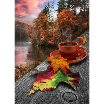 Diamantové malování - Podzimní kafíčko - č. 820 35x45 cm