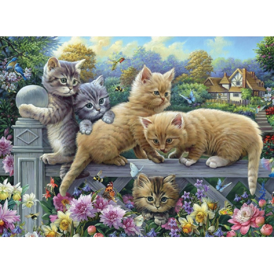 Diamantové malování - Koťata na zábradlí - č. 837 55x75 cm