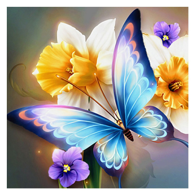 Diamantové malování - Motýl na narcisu - č. 852 40x40 cm