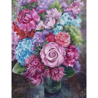 Diamantové malování - Malované květy ve váze - č. 858...
