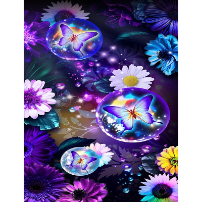 Diamantové malování - Motýli v bublinách - č. 860 65x85 cm