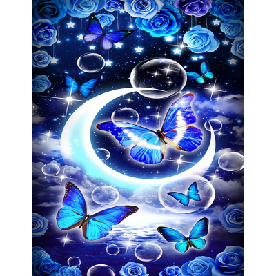 Diamantové malování - Motýli ve vesmíru - č. 861 65x85 cm