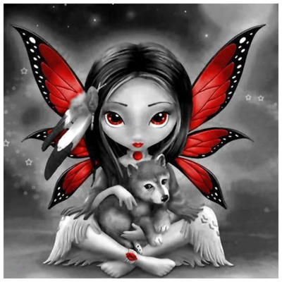 Diamantové malování - Indiánská víla s vlčetem - č. 864...