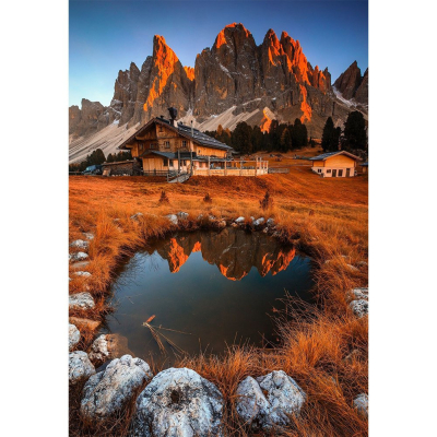 Diamantové malování - Tůň, chata a skála - č. 870 45x55 cm