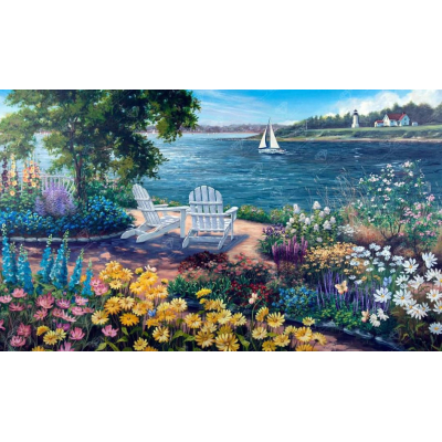 Diamantové malování - Květinová zahrada u moře - č. 878...