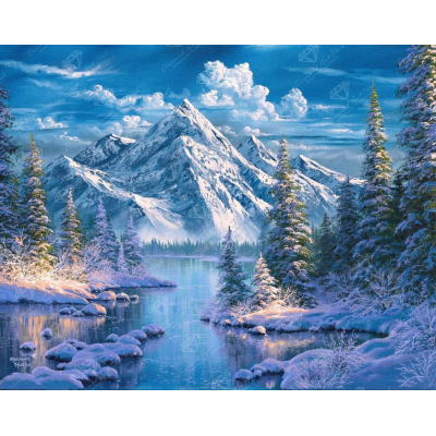 Diamantové malování - Zasněžené pohoří - č. 879 95x75 cm