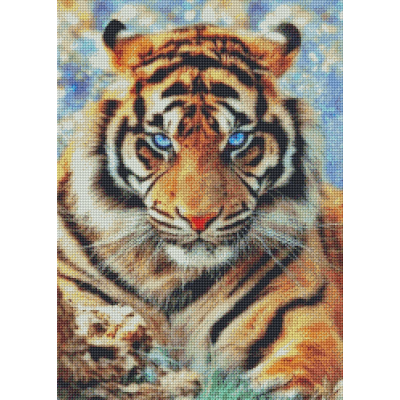 Diamantové malování - Tygr s modrýma očima - č. 891 45x65 cm