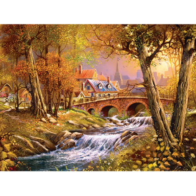 Diamantové malování - Potok, most a městečko - č. 907...