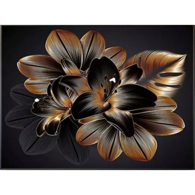 Diamantové malování - Hnědočerné květy  - č. 914 85x75 cm