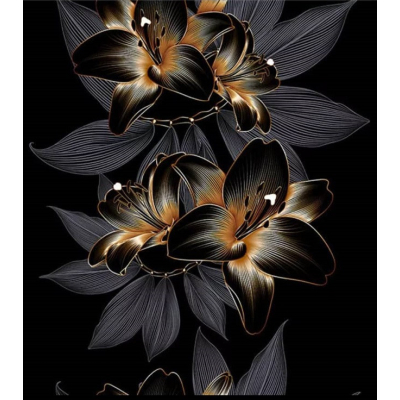 Diamantové malování - Hnědočerné květy  - č. 916 65x125 cm
