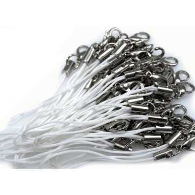 Šňůrka na mobil s karabinkou bílá č. 29