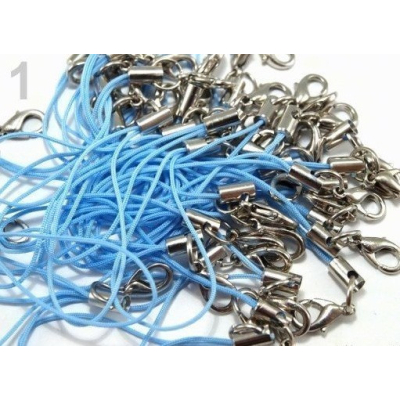 Šňůrka na mobil s karabinkou světle modrá č. 39