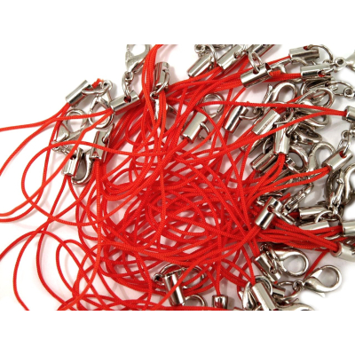Šňůrka na mobil s karabinkou červená č. 35