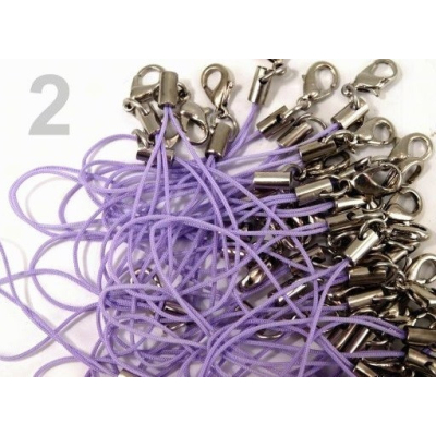 Šňůrka na mobil s karabinkou fialková č. 36