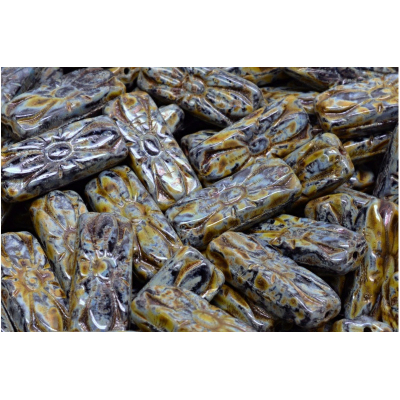Obdélníkové květinové korálky 3642 (20x8 mm)