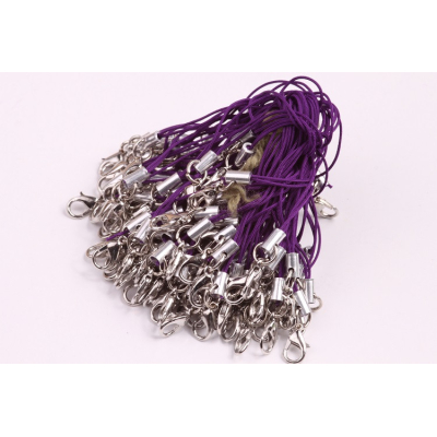 Šňůrka na mobil s karabinkou fialová č. 38