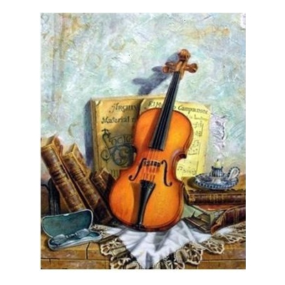 Diamantové malování - Zátiší s houslemi č. 927
