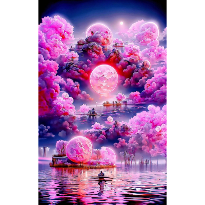 Diamantové malování - Fantasy růžová realita č. 934