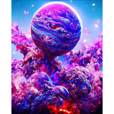 Diamantové malování - Fantasy růžový vesmír č. 935