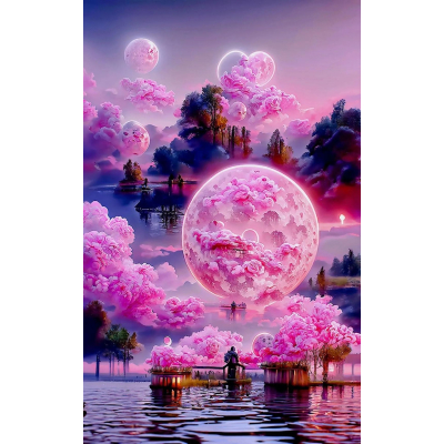 Diamantové malování - Fantasy růžová krajina č. 937