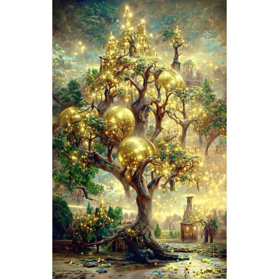 Diamantové malování - Fantasy zlaté stromy č. 948