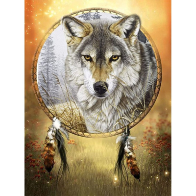 Diamantové malování - Vlčí lapač snů č. 955