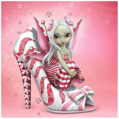 Diamantové malování - Růžová víla ve střevíčku č. 981