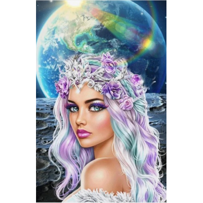 Diamantové malování AB - Dívka s barevnými vlasy č. 1003