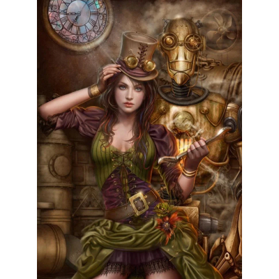 Diamantové malování - Dívka a robot č. 994