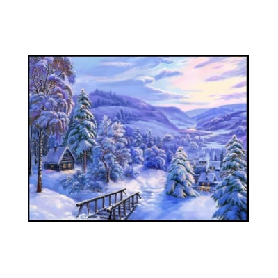 Diamantové malování - Vesnice v zasněžených kopcích č. 1009