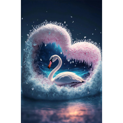 Diamantové malování - Labuť v srdci č. 1017