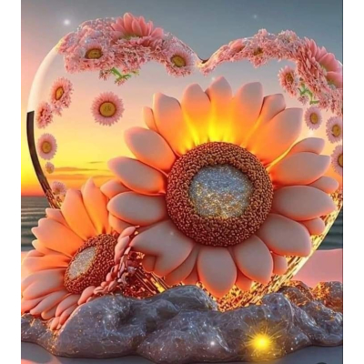 Diamantové malování - Květy v srdci č. 1025